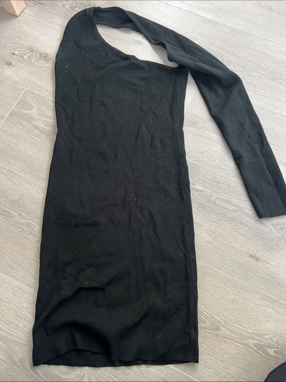 ASOS Black One-Shoulder Long-Sleeve Bodycon Dress